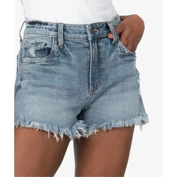 KUT FROM THE KLOTHJane High Rise Short Medium Wash Raw Hem Distressed20W